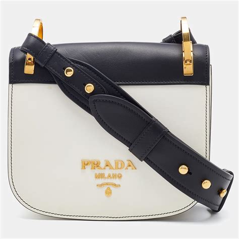 prada pionnière leather saddle bag|Bags .